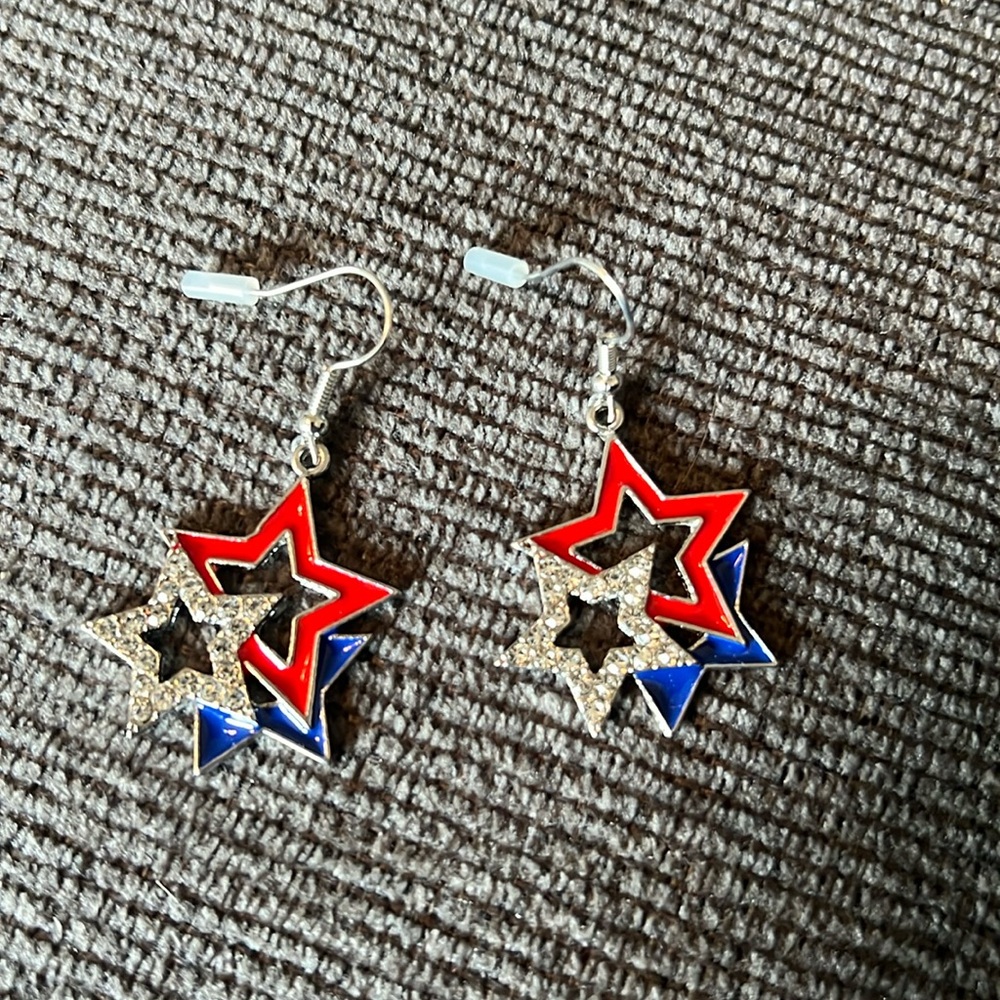Red White & Blue star Earrings